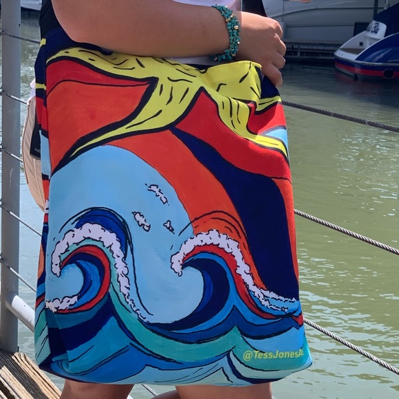 Funky Seas, 18x18x4, NWT Tote Bag, Beach Bag, Market Bag - Picture 5 of 5